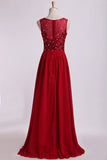 2024 Bateau Prom Dresses A Line Floor Length With Embroidery&Beads PBLFJL5F