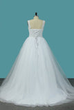 2024 Ball Gown Off The Shoulder Tulle Wedding Dresses With Beads And PMHST2GD