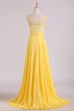 2024 A Line Scoop Cap Sleeves With Applique Prom Dresses Chiffon Floor PBGYRLSA