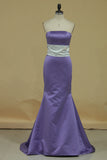 2024 Strapless Mermaid Sweep Train Bridemaid Dresses PDBQ8ED2