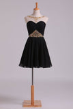 2024 Bateau Homecoming Dresses A Line Short Chiffon With PZ8J5GK3