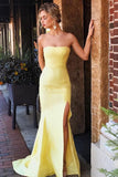 Strapless Split Long Party Dress Sexy Simple Mermaid Prom STIPGY55N67