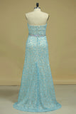 2024 Sweetheart Column Prom Dresses Beaded Waistline With PABK8P9G