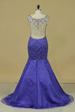 2024 Straps Prom Dresses Mermaid/Trumpet Beaded Bodice P84EGD44