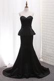 2024 Mermaid Evening Dresses Sweetheart Satin With Beading PN8T3352