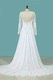 2024 Wedding Dresses A Line Scoop Long Sleeves Chiffon PEE51DTH