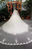 2024 Fantastic Scoop Neck Wedding Dresses Lace Up With Appliques PKXLA8BL