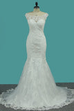 2024 Wedding Dresses Mermaid Bateau Tulle With Applique P9ENYM34