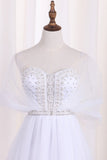 2024 Tulle A Line Sweetheart Beaded Bodice Wedding PYKHD3XX