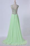 2024 V-Neck Prom Dresses A-Line/Princess With PYT4E8JP