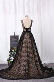 2024 Sweep Train Bateau Prom Dresses Lace A P7SYX6FR