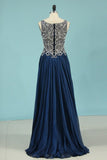 2024 A Line Prom Dresses Scoop Chiffon With Beading P1GHLJLD