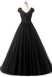 2024 Tulle Prom Dresses V-Neck Floor-Length PZD6A6RY