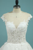 2024 Wedding Dresses Short Sleeves Scoop A Line Tulle PY237G8N