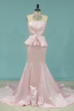 2024 Prom Dresses Scoop Mermaid Satin Court Train P3HM4PBS