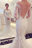 2024 Elegant Mermaid Wedding Dresses Off The Shoulder With Appliques Long Sleeves P2KSFP86