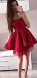 Simple Red Sweetheart A Line Satin Homecoming Dresses