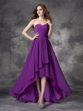 A-line/Princess Sweetheart Ruffles Sleeveless High Low Chiffon Bridesmaid Dresses TPP0005145
