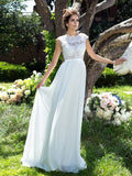 A-Line/Princess Scoop Sleeveless Applique Long Chiffon Dresses TPP0009215