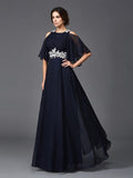 A-Line/Princess Straps Applique 1/2 Sleeves Long Chiffon Mother of the Bride Dresses TPP0007125