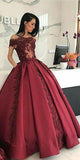 Burgundy Long Affordable Appliques Mermaid Lace Appliques Prom Dresses